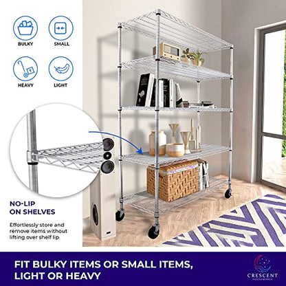 5-Tier 48x18x72 Crescent Housewares Rack, NSF Certified, Chrome