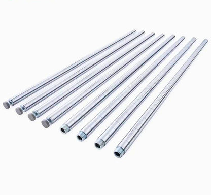 Set of Heavy-Duty 72-Inch Chrome Wire Shelving Posts - 8 Total (4 Top + 4 Bottom) with Feet Levelers & Pole Connectors for Commercial Shelving